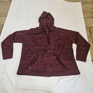 Women’s ST JOHN’S BAY Burgundy  Heather Fleece Full Zip Hoodie, Size PL